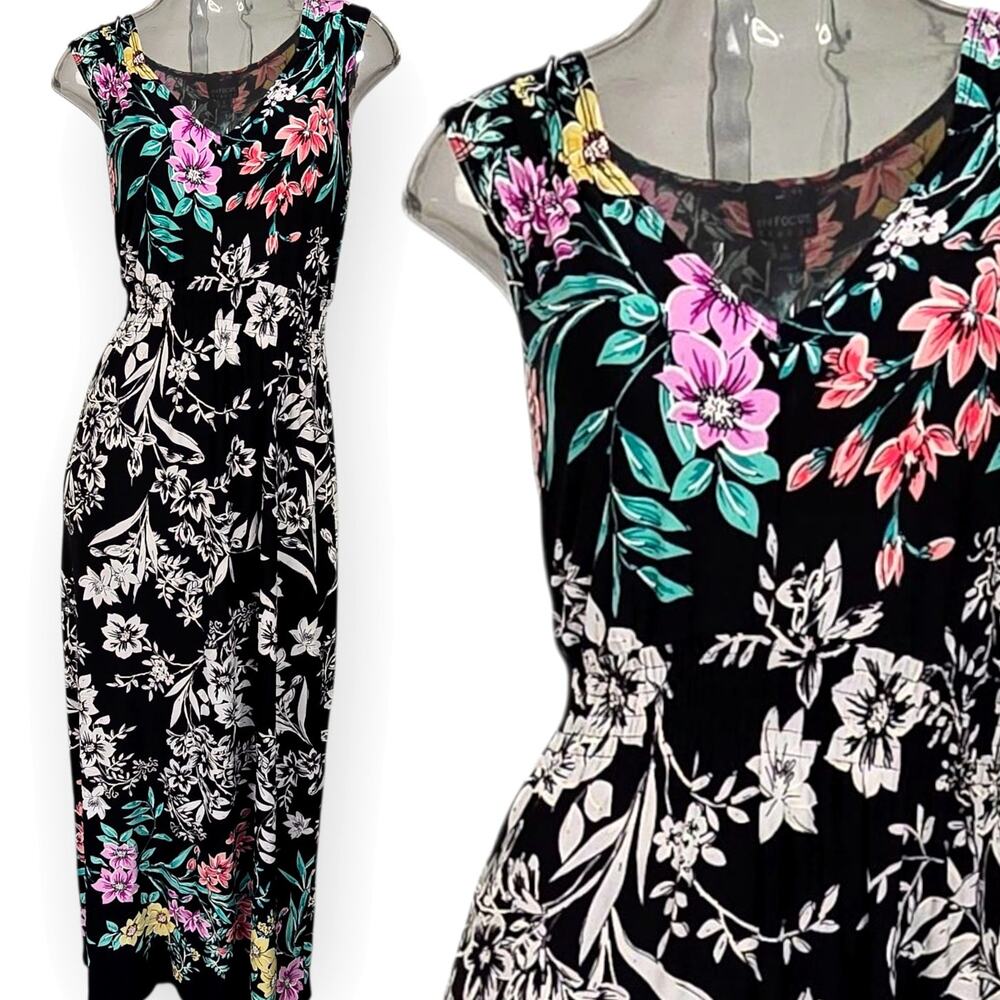 Floral Color Splash Vintage Maxi Dress Spring Vacay Cruise Lightweight Size 8